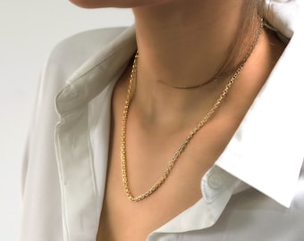 14k Gold Rolo Chain · Minimalist High-Quality Necklace · Vermeil Gold Daily Wear Chain · Layered Chain · Custom Chain for Women