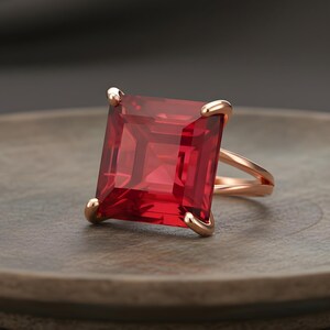 Pink Tourmaline Square Princess Cut Ring · 18k Gold Vermeil Jewelry · October Birthstone image 14
