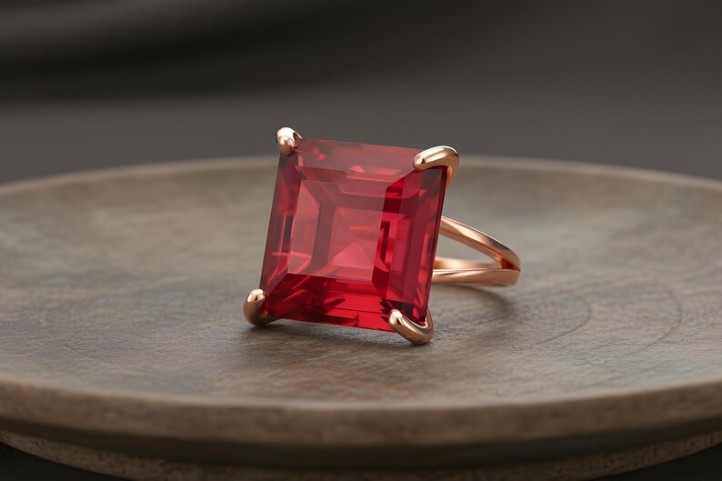Pink Tourmaline Square Princess Cut Ring · 18k Gold Vermeil Jewelry · October Birthstone image 14