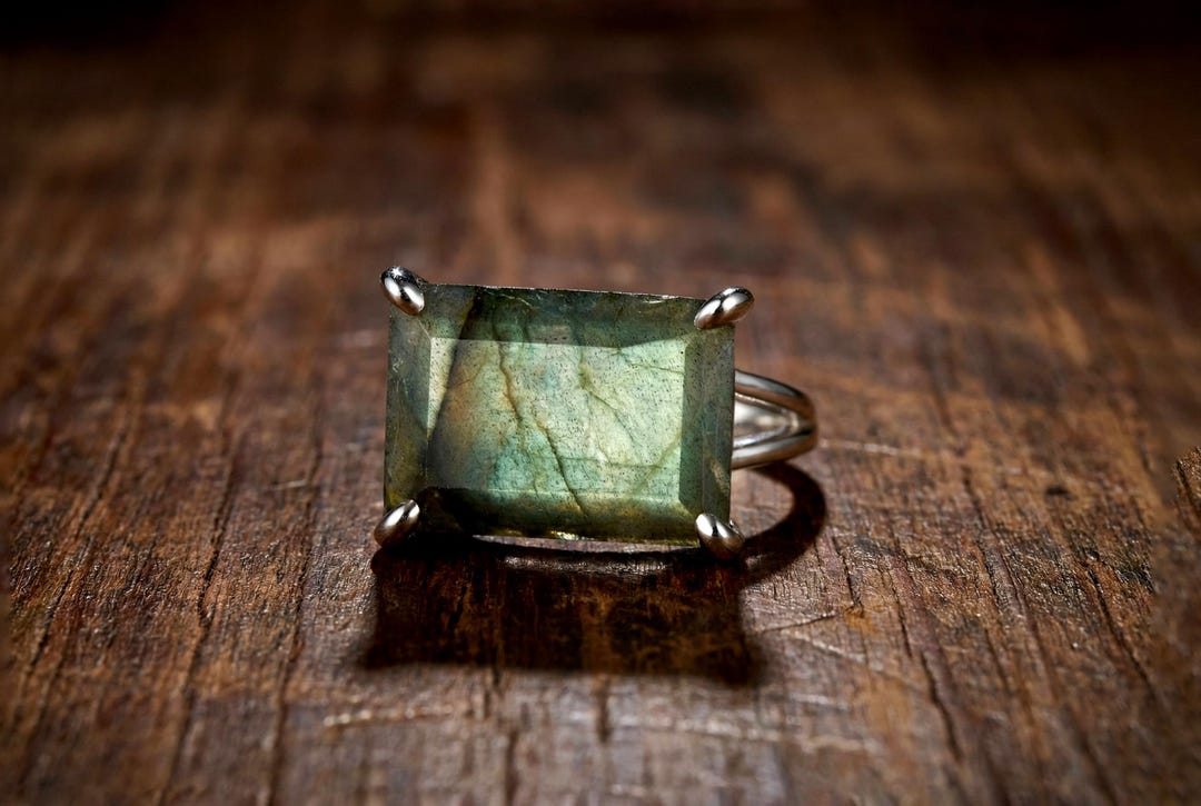 Rectangle Jems Labradorite Rectangle Gemstone Ring · Rectangular Stone in 925 Sterling ...