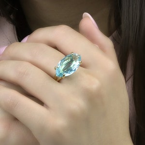 Marquise Topaz Ring · London Topaz Ring · Blue Topaz Ring Gold · Solid Gold Ring Topaz · London Blue Stone Rings