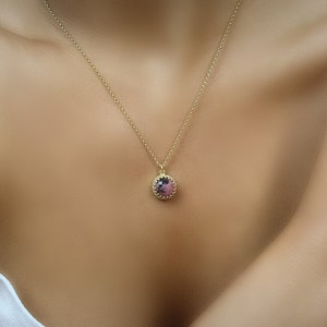 Delicate Rhodonite Necklace · Dainty Necklace Gift · Natural Gemstone Necklace · 18k Gold Vermeil Necklace · Cute Pink Teen Necklace