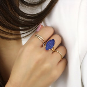 Lapis Lazuli Ring · Gold Marquise Ring · Cocktail Ring · Gold Ring · Statement Ring · Birthstone Ring · September Ring