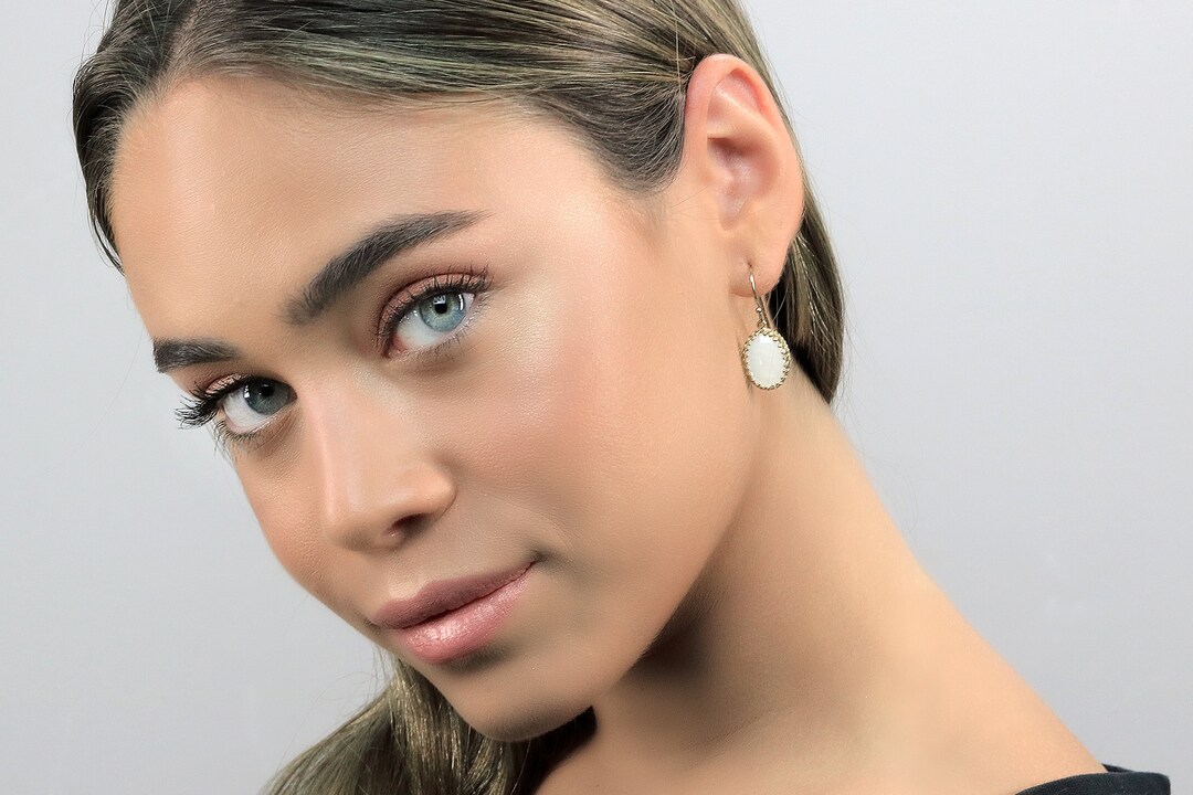 Hand Cut Mother of Pearl and Brass Earrings main image 0