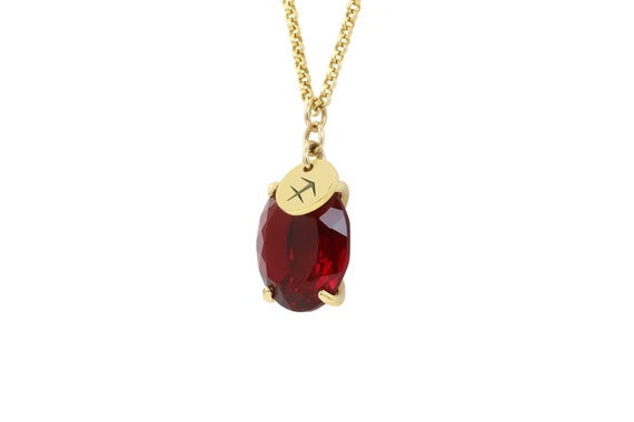 Garnet Sagittarius Necklace Zodiac Sign 