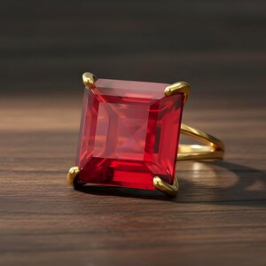 Pink Tourmaline Square Princess Cut Ring · 18k Gold Vermeil Jewelry · October Birthstone image 7