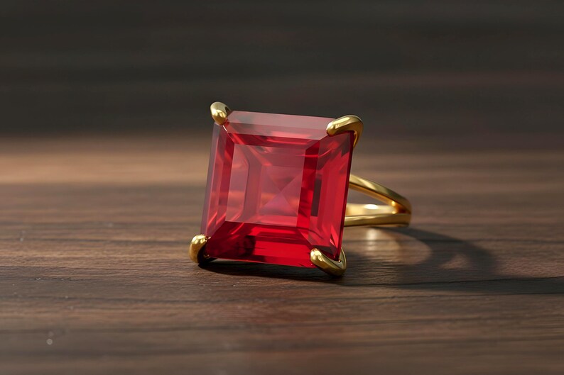 Pink Tourmaline Square Princess Cut Ring · 18k Gold Vermeil Jewelry · October Birthstone image 7