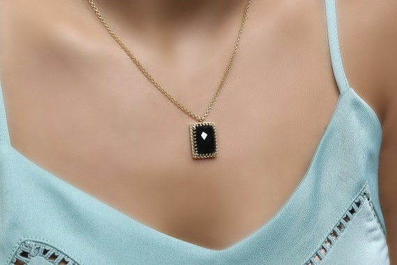 Black Onyx Necklace 14k Gold Filled Gemstone Necklace Etsy Canada