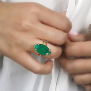 Green Onyx Ring · Emerald Ring · Marquise Ring · Gemstone Ring · Green Ring · Cocktail Ring · Chic Ring · Bridal Ring · May Ring