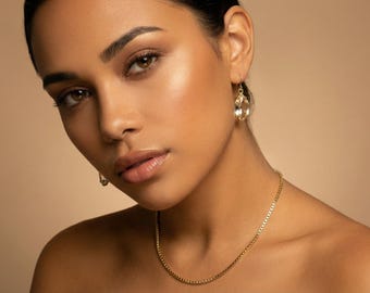 Gold Long Marquise Crystal Quartz Earrings • Dangle Bridal Jewelry