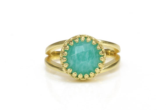 Amazonite Ring · Gold Ring · Solid Gold Option · All Sizes For Rings · Gemstone Ring · Delicate Ring · Everyday Ring · Blue Ring
