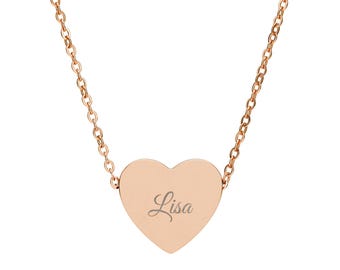 Collar de corazón grabado personalizado para San Valentín, joyería de corazón, aniversario