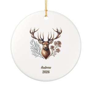 Gepersonaliseerde kerstornament van hertenelanden keramisch ornament | Hunter-aandenken