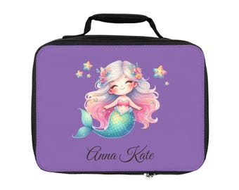 Personalized Magical Mermaid Lunch Bag Purple | Kids Mermaid Lunchbox