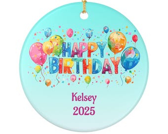 Personalized Birthday Ornament, Custom Ceramic Keepsake