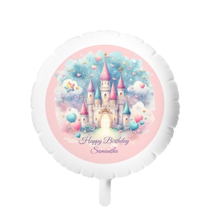 Globo de helio Mylar personalizado con diseño de castillo de princesa mágica para fiesta de cumpleaños