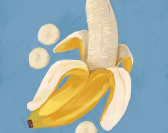 Banana  Fruit Wall Art Print | Minimalist Kitchen Decor | Fruit Illustration | Modern Botanical Fruit Artwork