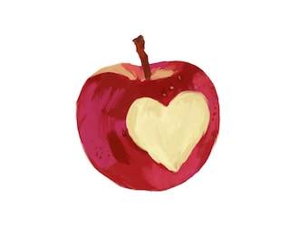 Apple Fruit Wall Art Print | Minimalist Kitchen Decor | Fruit Illustration | Modern Botanical Fruit Artwork