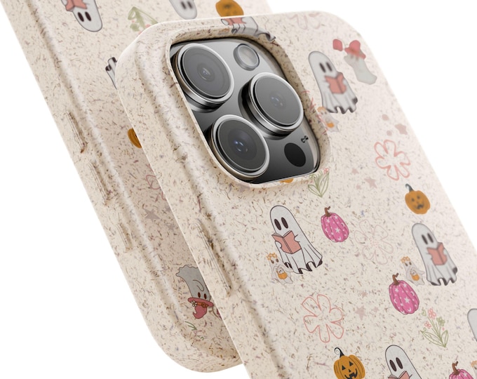 Cute Ghost Print Hallowe..Biodegradable Phone Cases | Eco-Friendly Halloween Accessories, Sustainable Gifts, Fall Decor, Kawaii Phone Cover