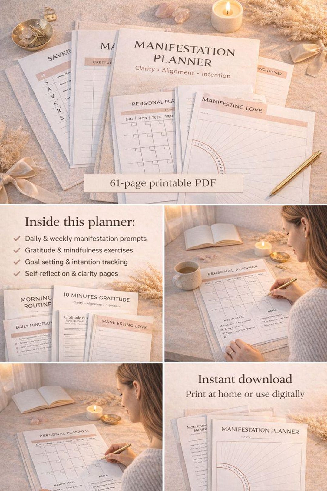 Manifestation Planner Printable | Gratitude Journal, Goal Setting (PDF ...