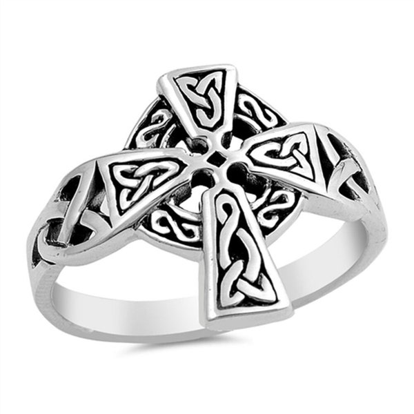 Celtic Cross Ring, Celtic Silver Ring, Celtic Knot Ring, Cross Ring, Silver Irish Ring