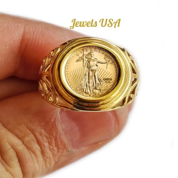 Antique 24K United States 2 1/2 Dollar Gold Coin Chinese Ring