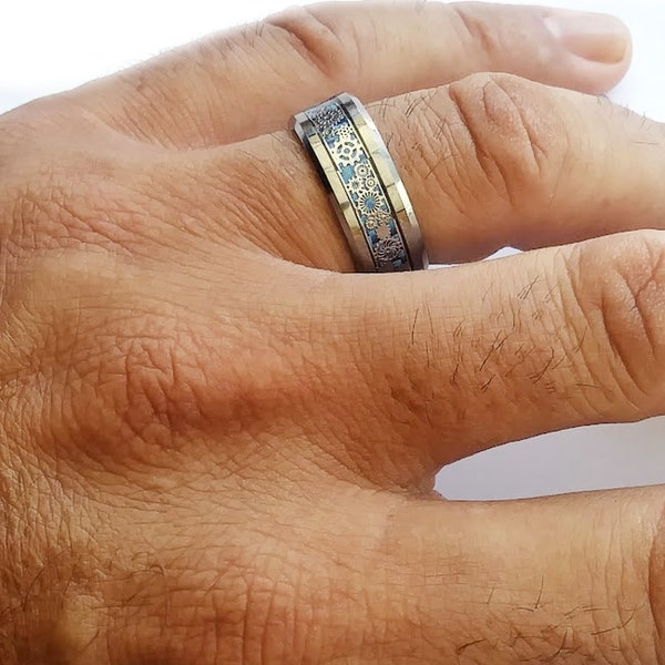 Gears Wedding Ring Etsy