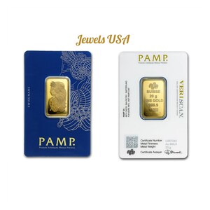 20gr. PAMP Suisse Gold Bar, Lady Fotuna 24 K Swiss Gold Coin, 999.9 Swiss Made Gold Bar, 20 Gr. Suisse Fine Gold, PAMP Suisse Gold Bar