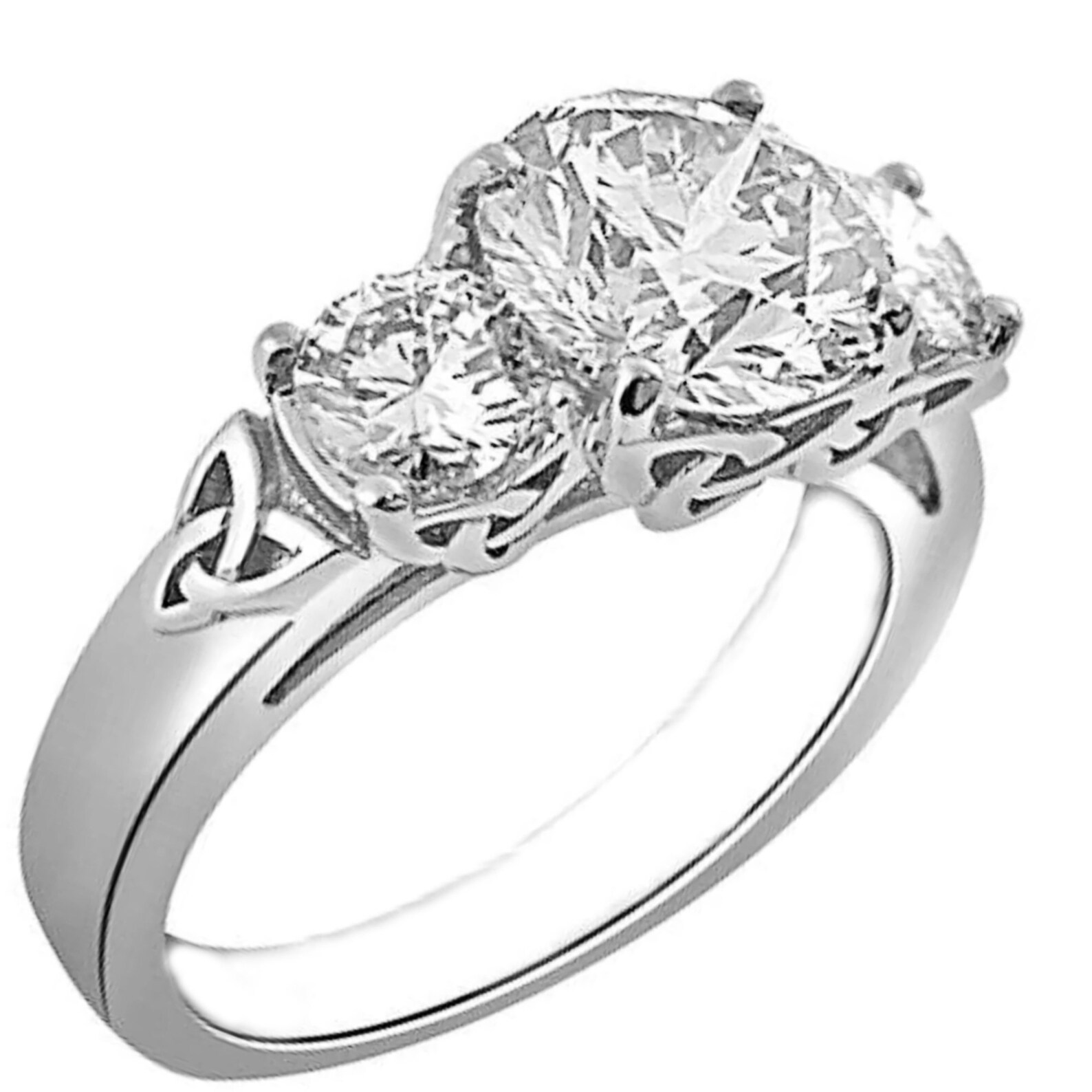 Celtic Engagement Ring White Sapphire Celtic Ring Trinity Etsy