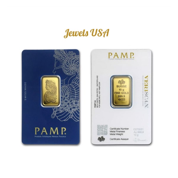 10gr. PAMP Suisse Gold Bar, Lady Fotuna 24 K Swiss Gold, 999.9 Swiss Made Gold Bar, 10 Gr. Suisse Fine Gold, PAMP Suisse Gold Bar In Assay