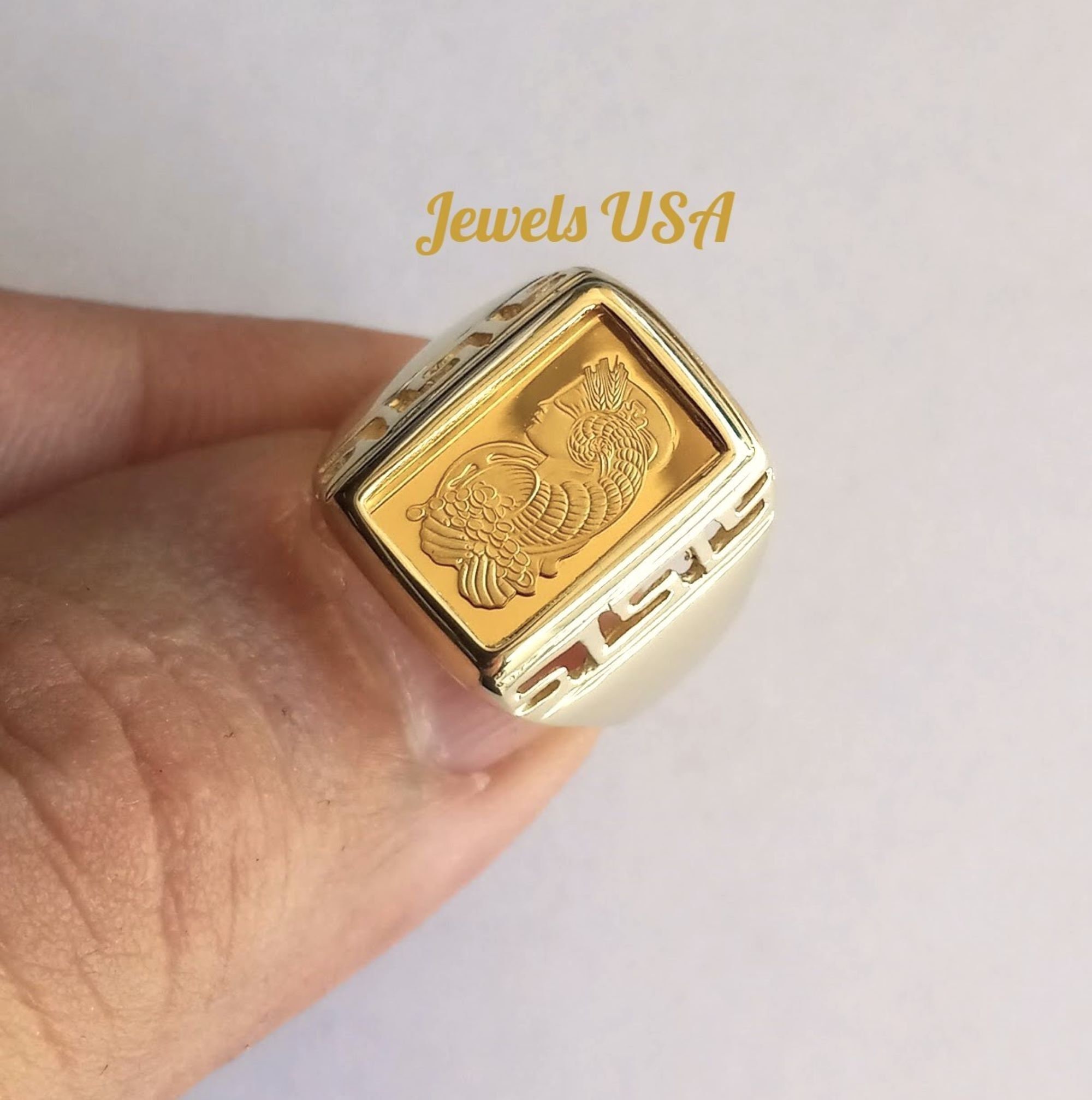 Mens ring 18k shop saudi gold