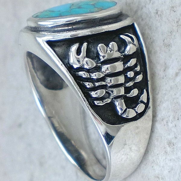 Turquoise Ring, Scorpion Ring, Gift For men, Zodiac Ring, Turquoise Jewelry men, Oval Turquoise Ring, Ring For men, Mens Turquoise Ring