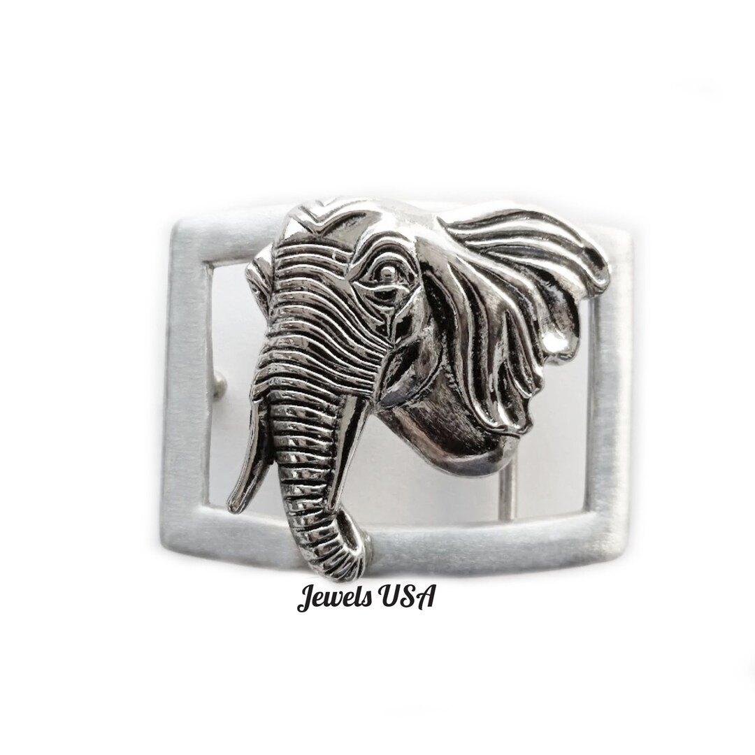 Elephant Belt Buckle, Silver Belt Buckle Men Women Unisex, Animal