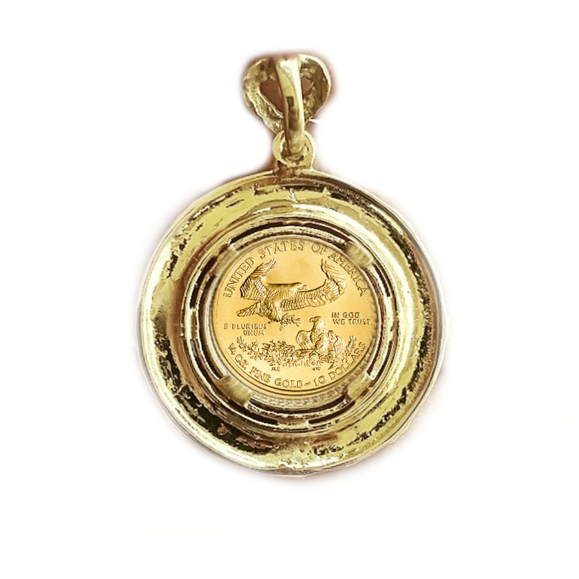 Gold Coin Pendant-Paperclip Chain Necklace-Shiny Gold Coin-Reproduction Coin-LibertyCoin-Carabiner Clasp-Spring Lock Clasp-Aesthetic Jewel