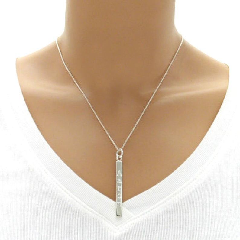 Engravable Necklace Gift For Her Customized Necklace Personalized Necklace Long Bar Pendant Bar Necklace