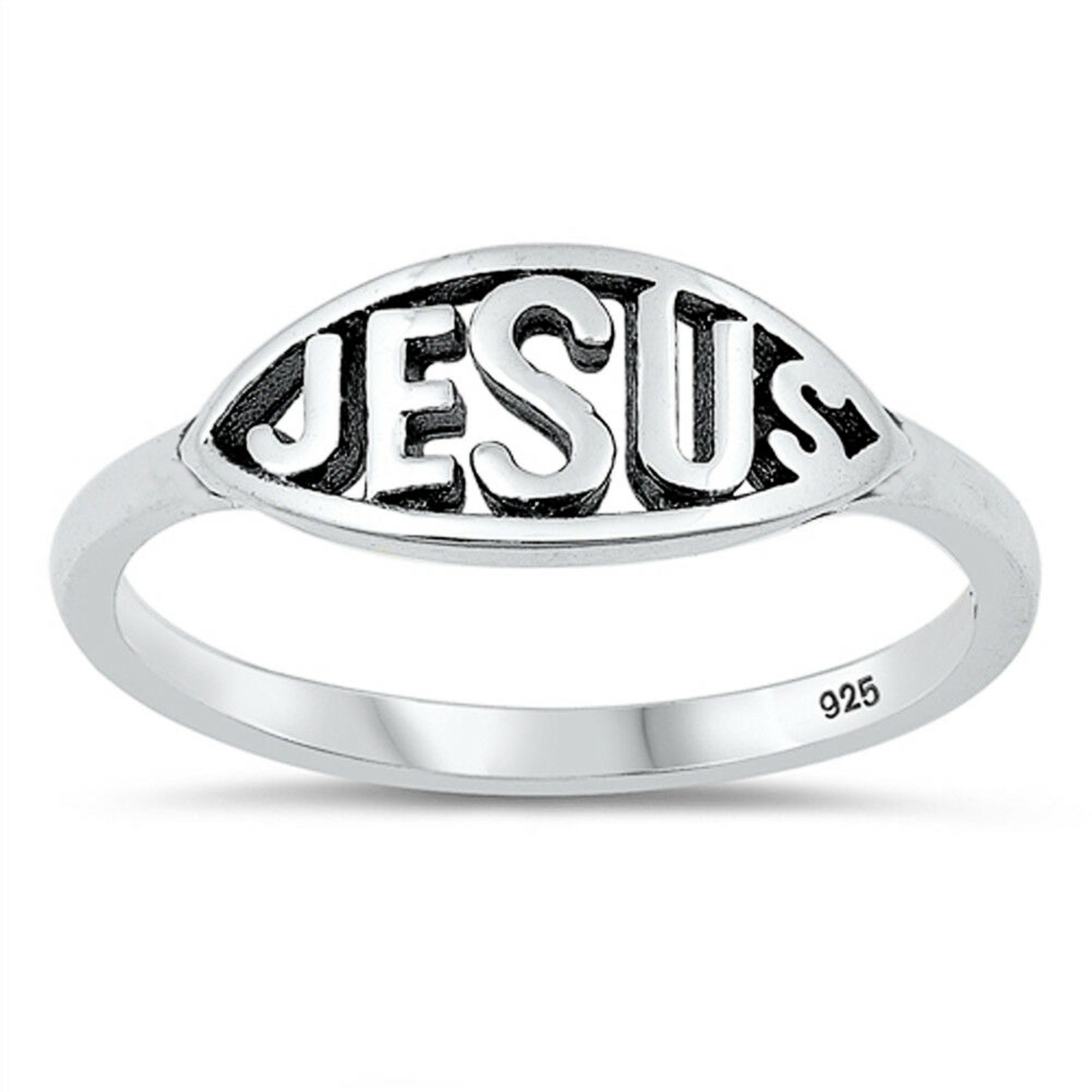 Jesus Ring Silver Christian Ring Religious Ring Savior Etsy