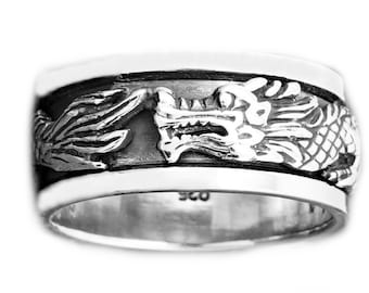 Dragon Ring Men, Dragon Band Men, Wedding Ring Men Silver, Dragon Mens Ring, Dragon Wedding Band, Celtic Dragon Band, Dragon Jewelry