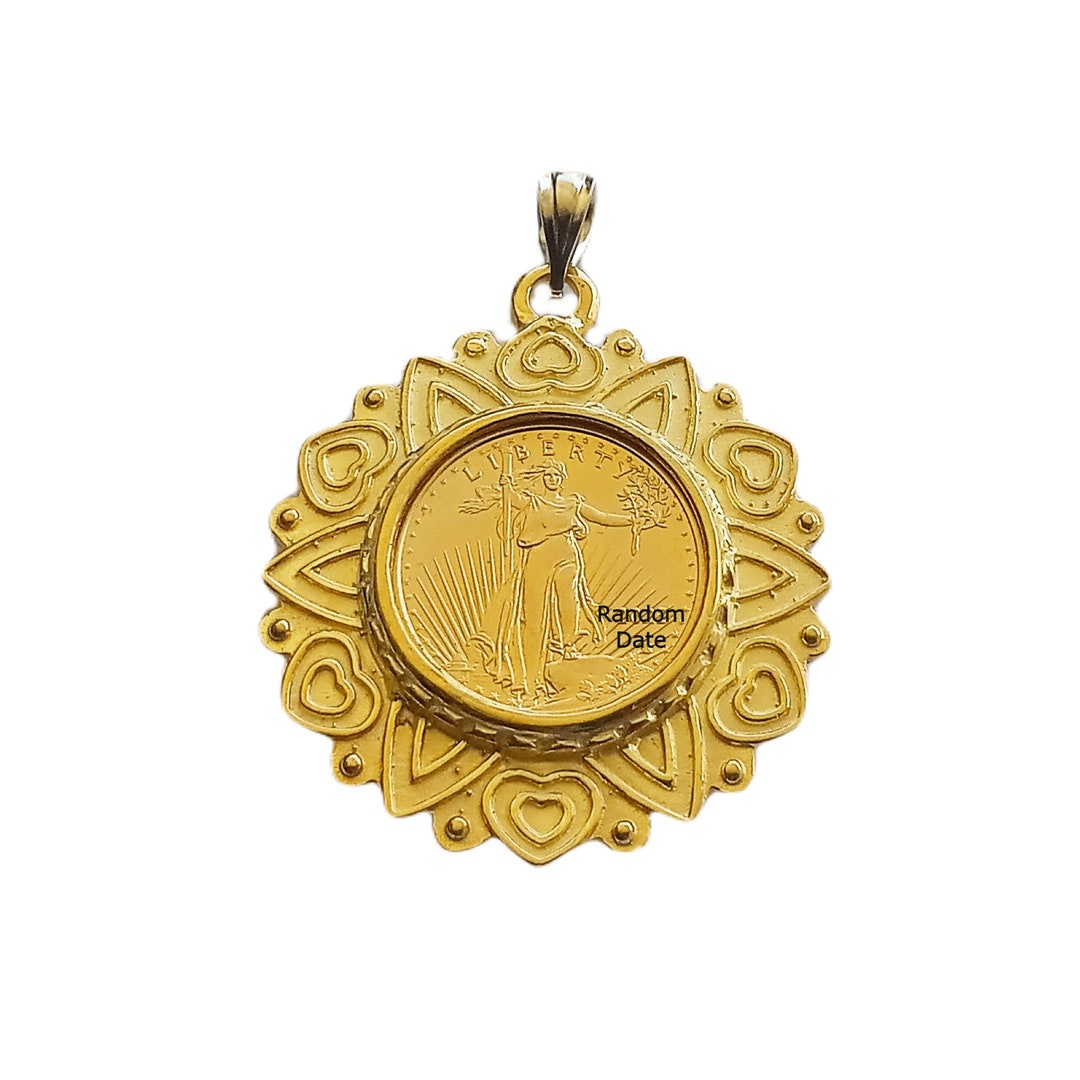 1/10 Oz Liberty Gold Coin Pendant, American Liberty Gold Pendant, Gold ...