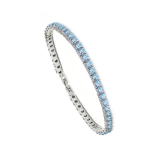 Tennis Bracelet Blue CZ Tennis Bracelet 4mm Tennis Bracelet
