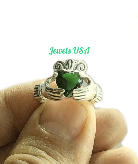 Claddagh Engagement Ring Green Heart Claddagh Ring Irish