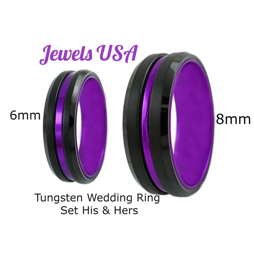 His & Hers Tungsten Bands, Tungsten Matching Rings Set, Tungsten