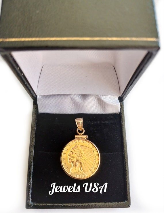 Liberty Gold Coin Pendant, Quarter Dollar Eagle Gold … - Gem