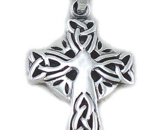 Celtic Cross Necklace, Irish Cross Pendant, Silver Celtic Pendant, Celtic Knot Cross, Irish Necklace, Cross Jewelry