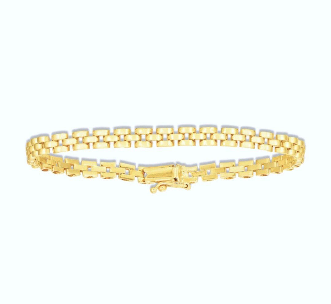 Panther Bracelet Gold, 14K Yellow Gold Bracelet, Gold Link Bracelet