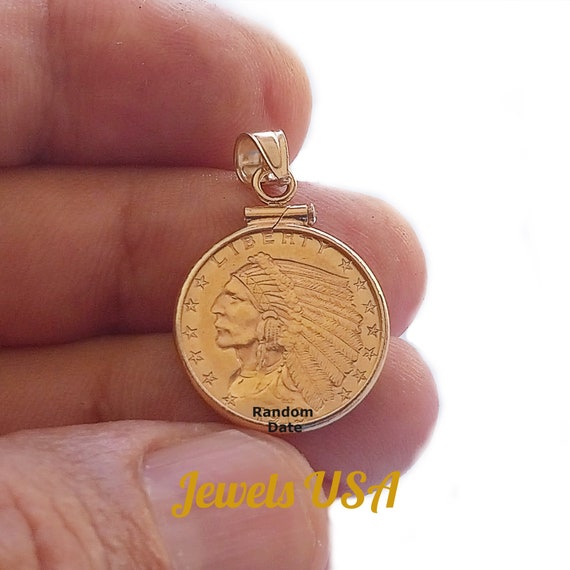 Liberty Indian Head Gold Coin Pendant, 5 Dollar I… - image 3