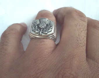 Thistle Ring Men, Scottish Thistle Ring Men, Silver Thistle Ring, Outlander Ring Men, Thistle Scottish Mens Jewelry, Scottish Emblem Men