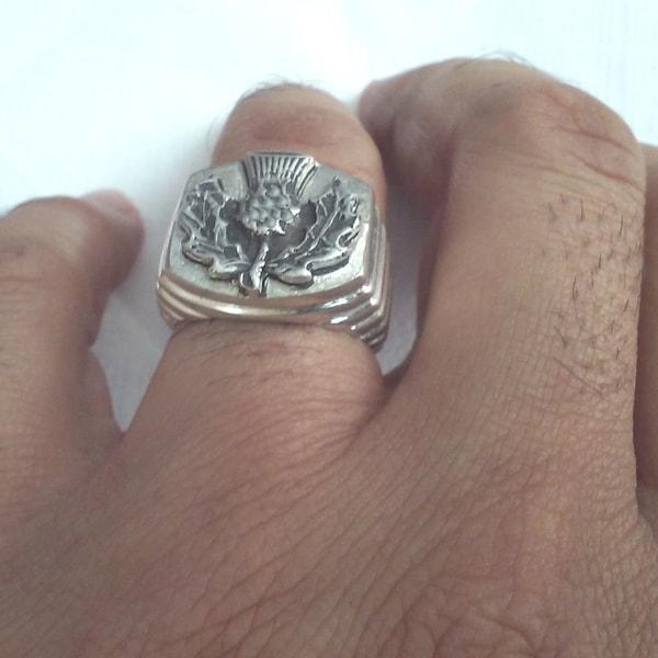 Thistle Ring Men, Scottish Thistle Ring Men, Silver Thistle Ring, Outlander Ring Men, Thistle Scottish Mens Jewelry, Scottish Emblem Men