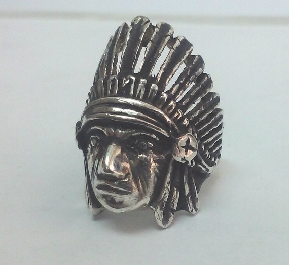 Indian Head Ring Indian Chief Cool Men S Gift Indian Etsy