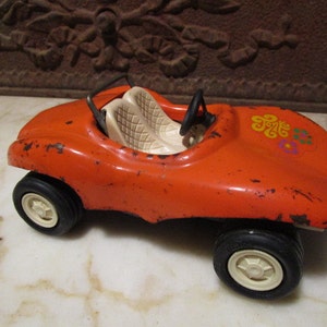 Vintage orange &quot;Tonka&#39; Beach Buggy&quot;with rollbar and floral decals!