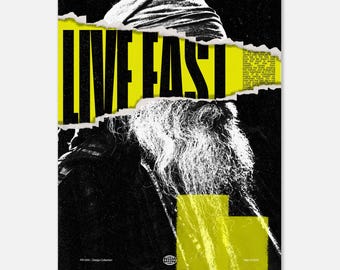 Punk Street Art Poster: "Live Fast" Edgy Grunge Decor